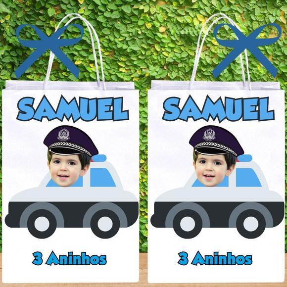 Sacolinha Personalizada com Foto Policial para Lembrancinhas