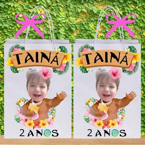 Sacolinha Personalizada com Sua Foto Moana e Moana Baby
