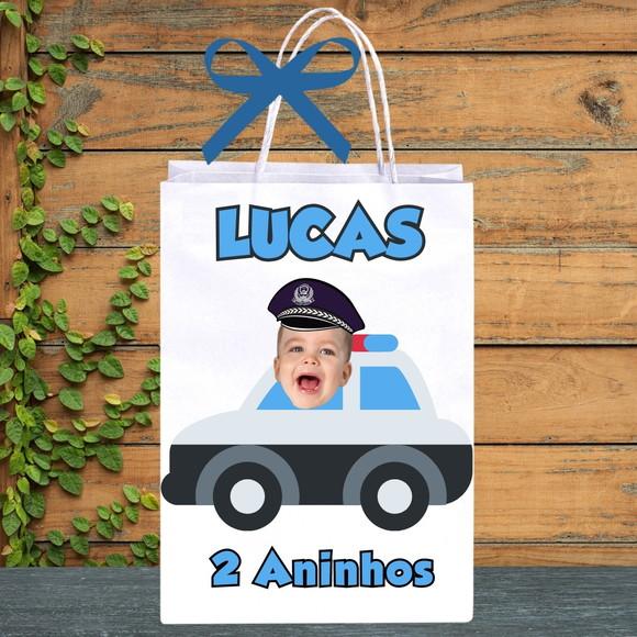 Sacolinha Personalizada com Foto Policial para Lembrancinhas