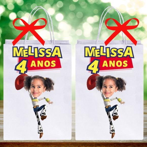 Sacolinha Toy Story. Sua Foto na Jessie. Lembrancinha Menina