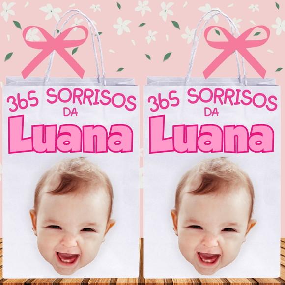 Sacolinhas com Sua Foto 365 Sorrisos Menina para Lembrancinh