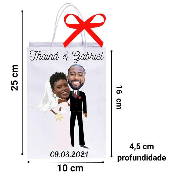 Sacolinhas com Fotos Rosto Noivos para Lembranças