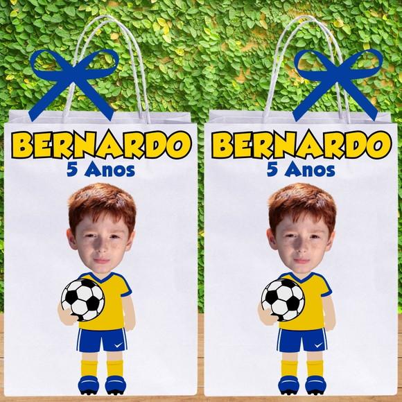 Sacolinhas com Sua Foto Tema Futebol com Foto Seleção Brasil
