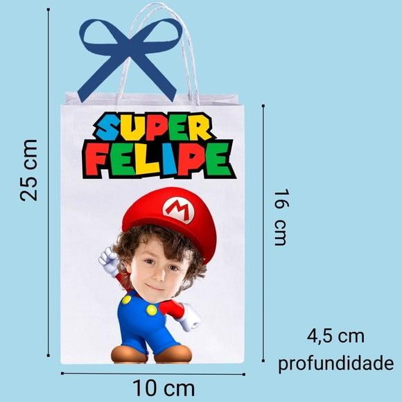 Sacolinhas com Sua Foto no Mario Brós para Lembrancinhas