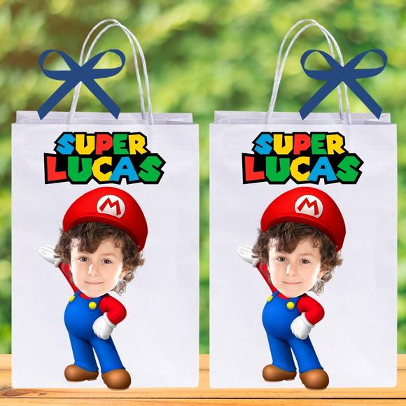 Sacolinhas com Sua Foto no Mario Brós para Lembrancinhas