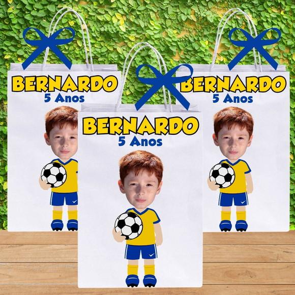 Sacolinhas com Sua Foto Tema Futebol com Foto Seleção Brasil
