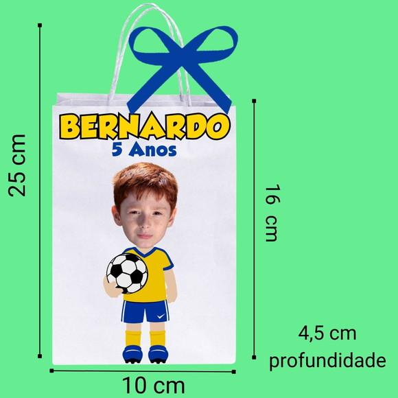 Sacolinhas com Sua Foto Tema Futebol com Foto Seleção Brasil