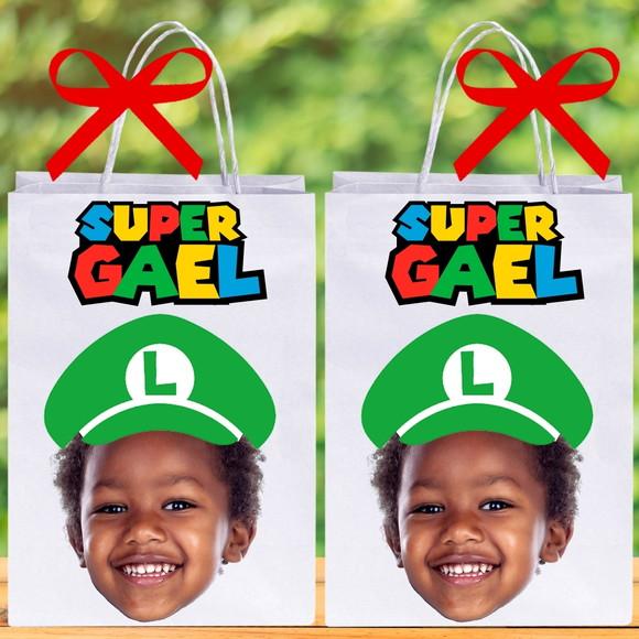 Sacolinhas com Sua Foto no Mario Brós para Lembrancinhas