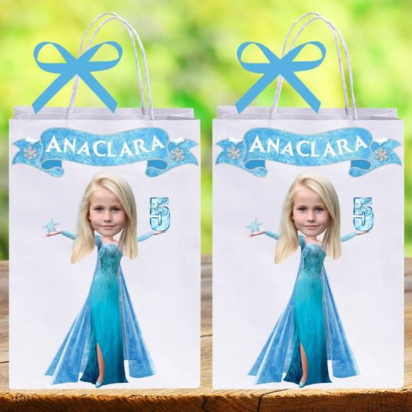 Sacolinhas Frozen com Sua Foto na Elsa!
