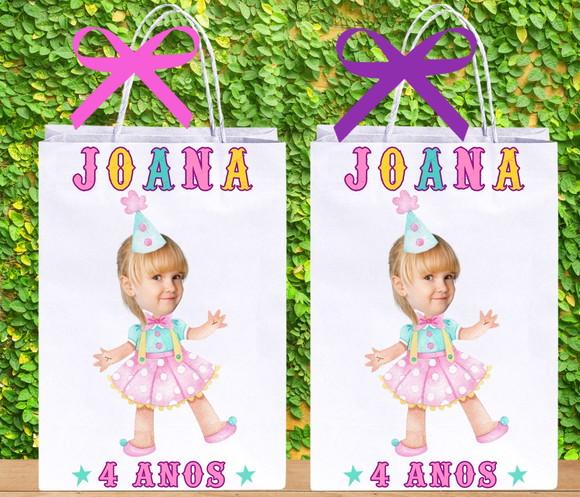 Sacolinhas Personalizadas Circo Rosa com Foto para Lembrança