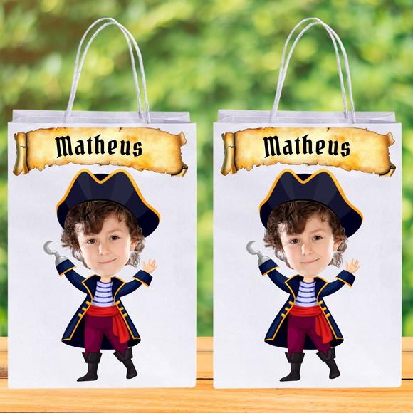 Sacolinhas Personalizadas com Foto+nome da Criança Pirata 1