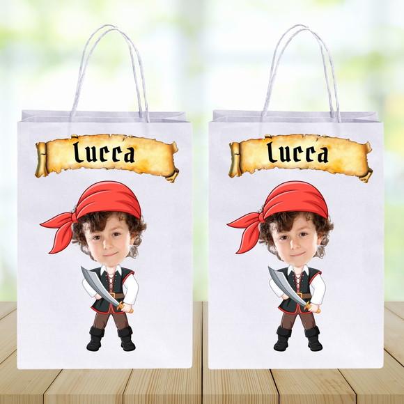 Sacolinhas Personalizadas com Foto+nome da Criança Pirata 1