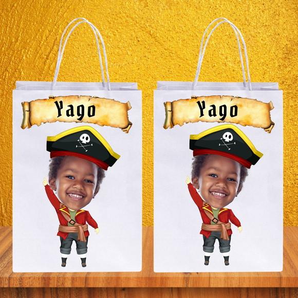 Sacolinhas Personalizadas com Foto+nome da Criança Pirata 1