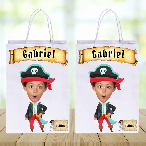 Sacolinhas Personalizadas com Foto+nome da Criança Pirata 2