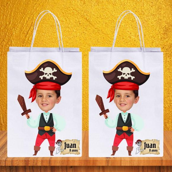 Sacolinhas Personalizadas com Foto+nome da Criança Pirata 2
