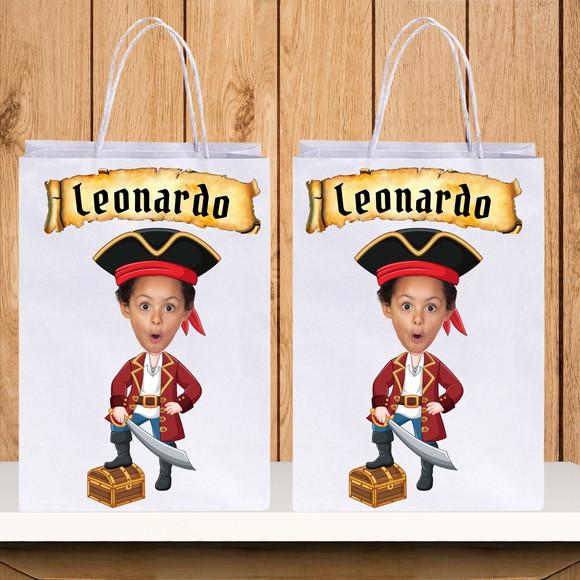 Sacolinhas Personalizadas com Foto+nome da Criança Pirata 2