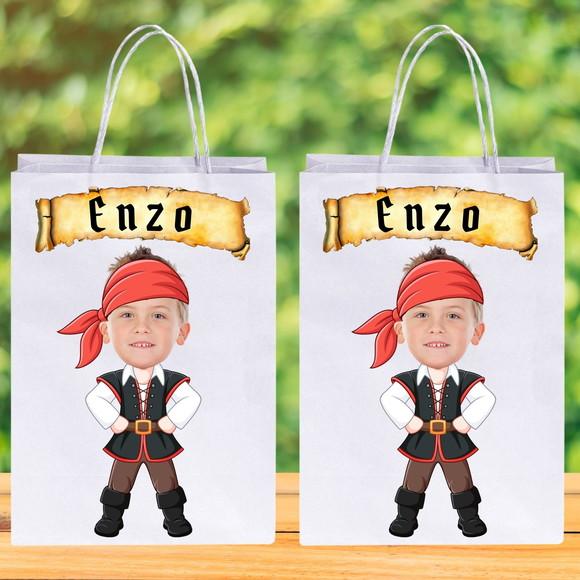 Sacolinhas Personalizadas com Foto+nome da Criança Pirata 2