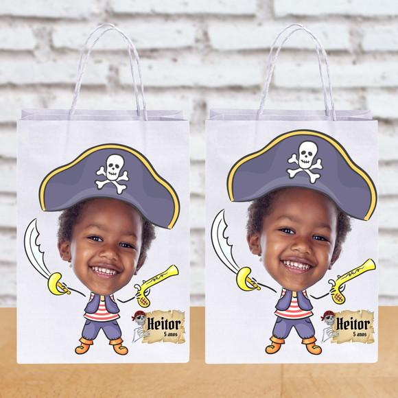 Sacolinhas Personalizadas com Foto+nome da Criança Pirata 1