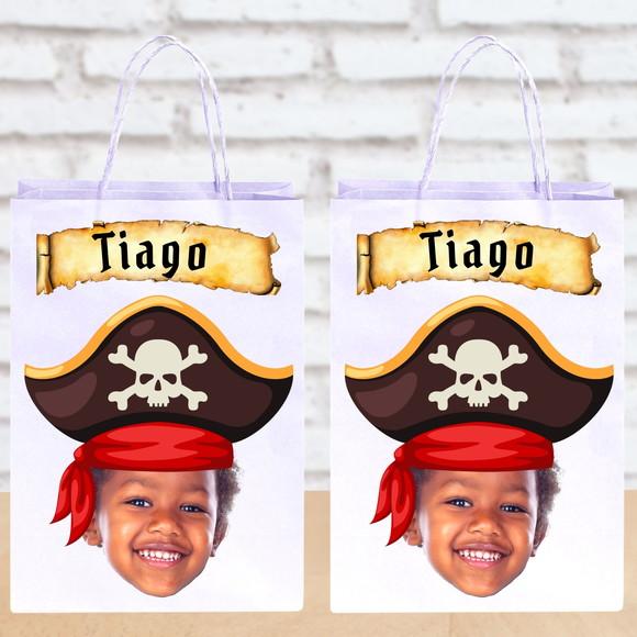 Sacolinhas Personalizadas com Foto+nome+idade Pirata 3
