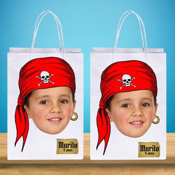 Sacolinhas Personalizadas com Foto+nome+idade Pirata 3