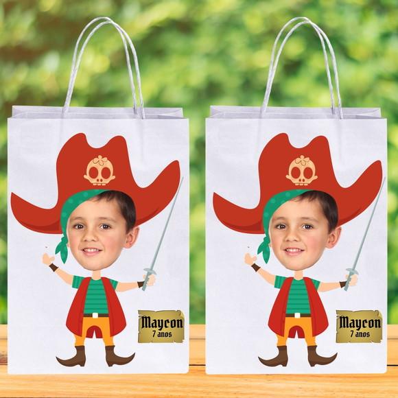 Sacolinhas Personalizadas com Foto+nome+idade Pirata 3
