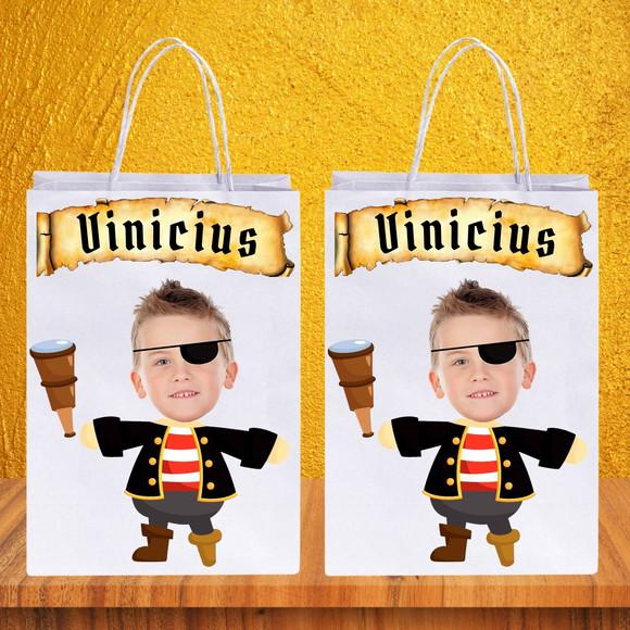 Sacolinhas Personalizadas com Foto+nome+idade Pirata 3