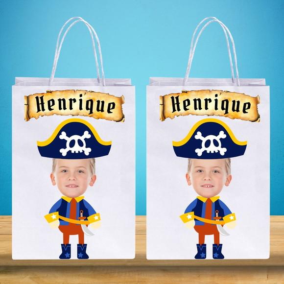 Sacolinhas Personalizadas com Foto+nome+idade Pirata 4