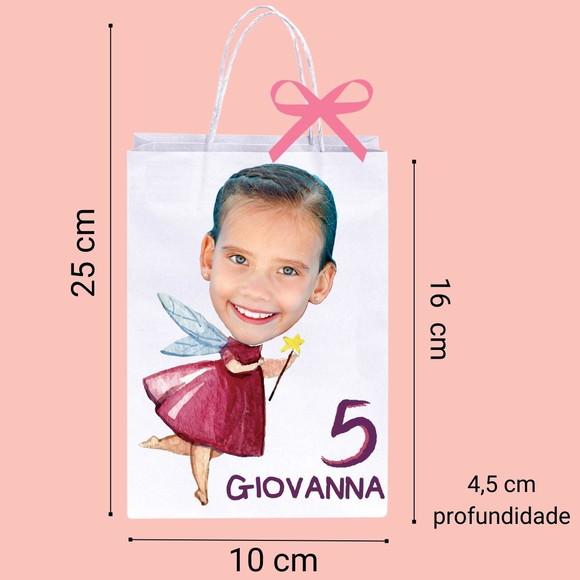Sacolinhas Personalizadas Fada com Sua Foto com Nome