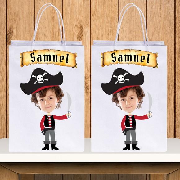 Sacolinhas Personalizadas com Foto+nome+idade Pirata 4