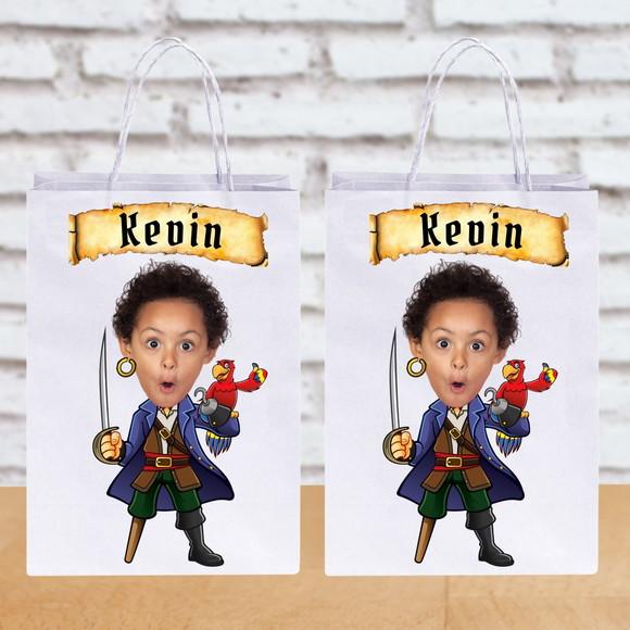 Sacolinhas Personalizadas com Foto+nome+idade Pirata 4