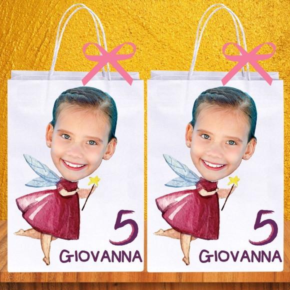Sacolinhas Personalizadas Fada com Sua Foto com Nome