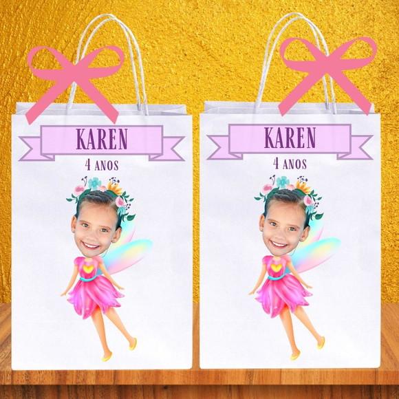 Sacolinhas Personalizadas Fada com Foto para Lembrancinhas
