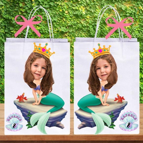 Sacolinhas Personalizadas Sereia com Foto.