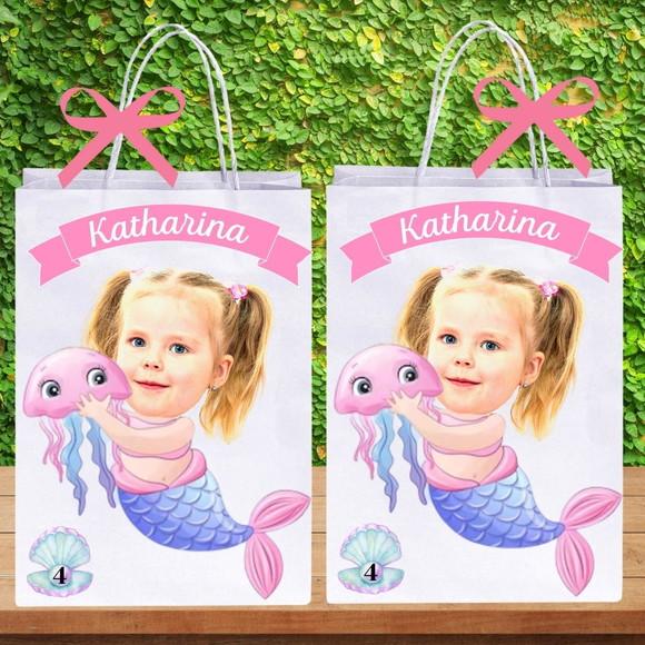 Sacolinhas Sereia Baby com Sua Foto, Nome e Idade