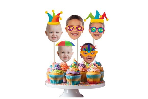 Tags Carnaval com Sua Foto para Doces