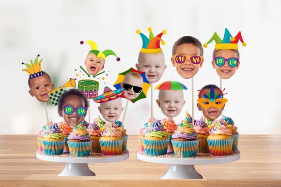 Tags Carnaval com Sua Foto para Doces