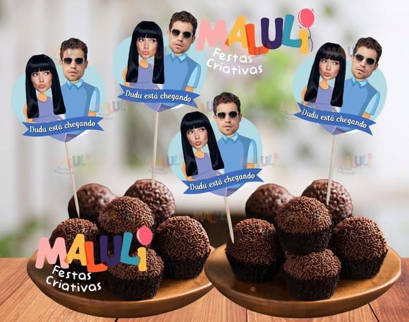 Tags Toppers para Doces Chá de Bebê Chá Revelação com Fotos
