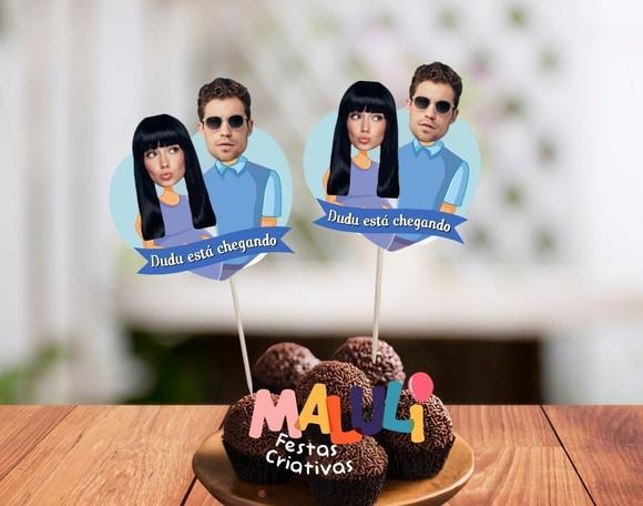 Tags Toppers para Doces Chá de Bebê Chá Revelação com Fotos