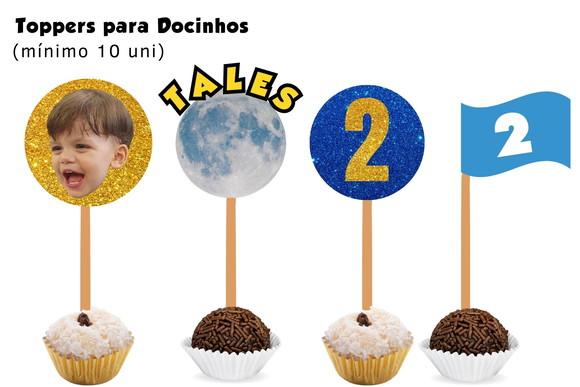Topo de Bolo + 40 Toopers para Doces+10 Toppers para Cupcake