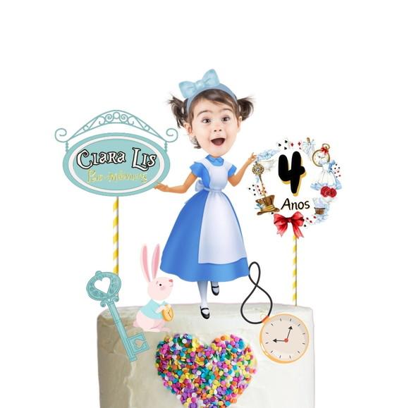 Topo de Bolo Alice no País das Maravilhas Foto + 10 Topper