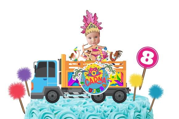 Topo de Bolo Bloquinho de Carnaval com Foto