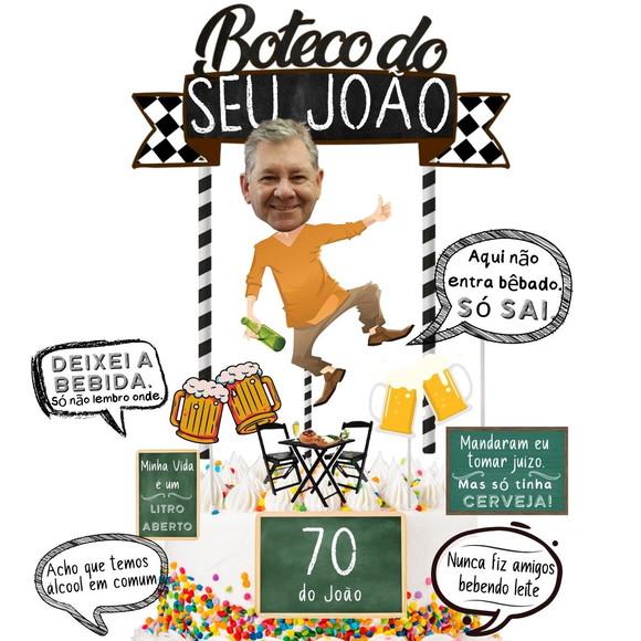 Topo de Bolo Boteco com Sua Foto!