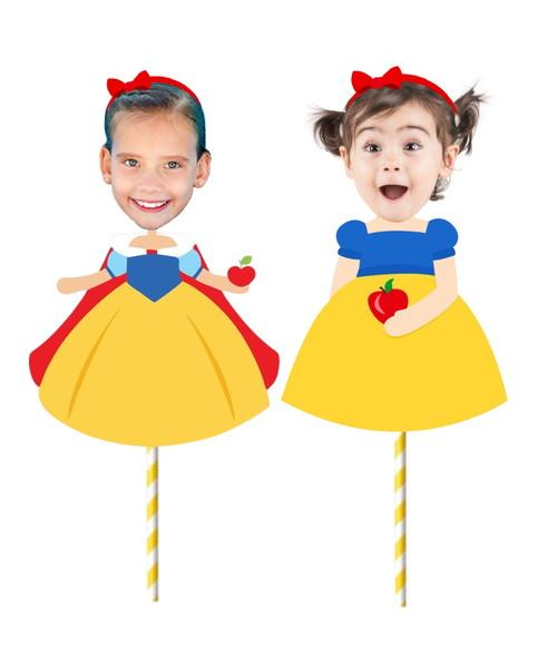 Topo de Bolo Branca de Neve + Personagens e Elementos