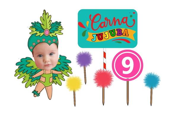Topo de Bolo Carnaval Personalizado com Foto