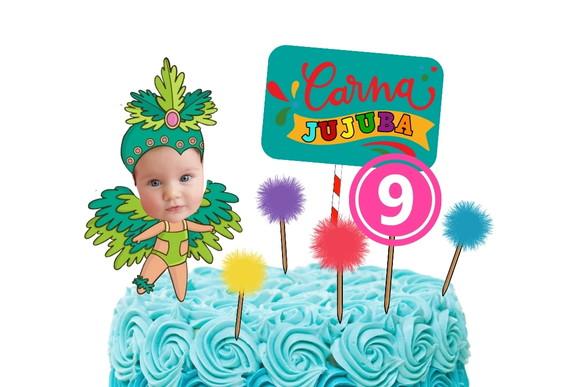 Topo de Bolo Carnaval Personalizado com Foto