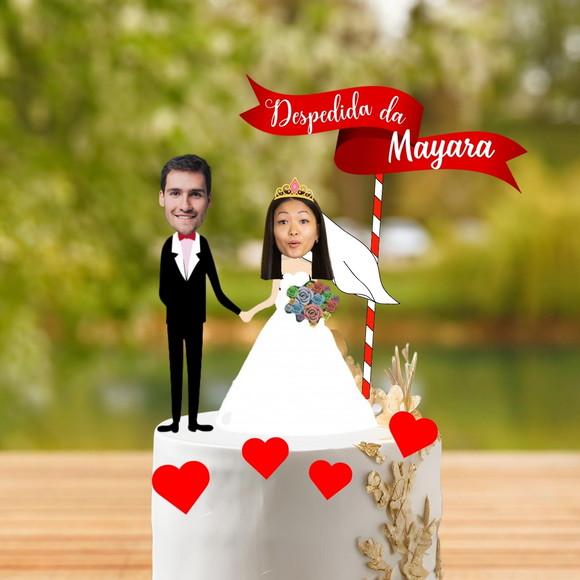 Topo de Bolo Casal com Fotos dos Noivos