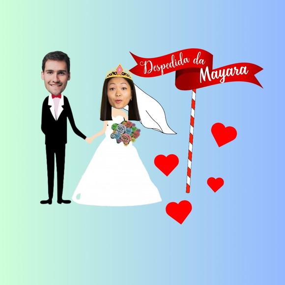 Topo de Bolo Casal com Fotos dos Noivos