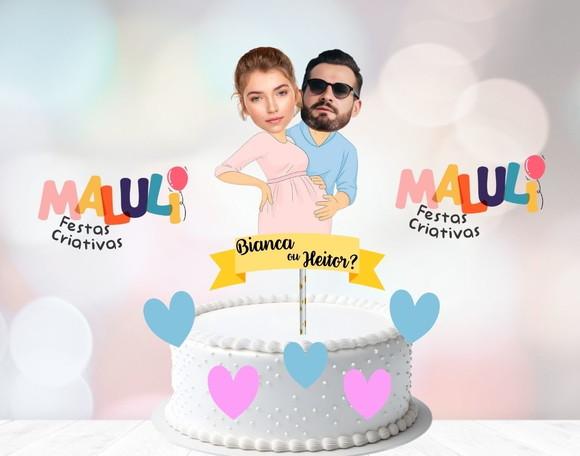 Topo de Bolo Chá Revelação com Fotos
