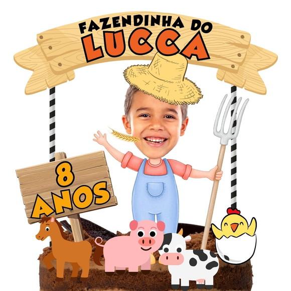 Topo de Bolo com Sua Foto Fazendinha Menino 2