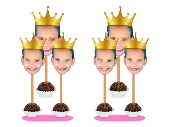 Topo de Bolo com Sua Foto Princesas + 10 Toppers Rostinho.